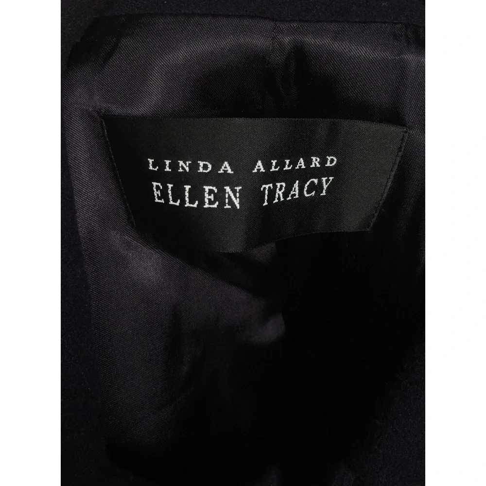 LINDA ALLARD ELLEN TRACY WOMEN'S NAVY BLUE WOOL BLEND PEA COAT SIZE 2